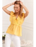 Women\'s summer blouse with embroidered front, yellow 87222 - Online store - Boutique